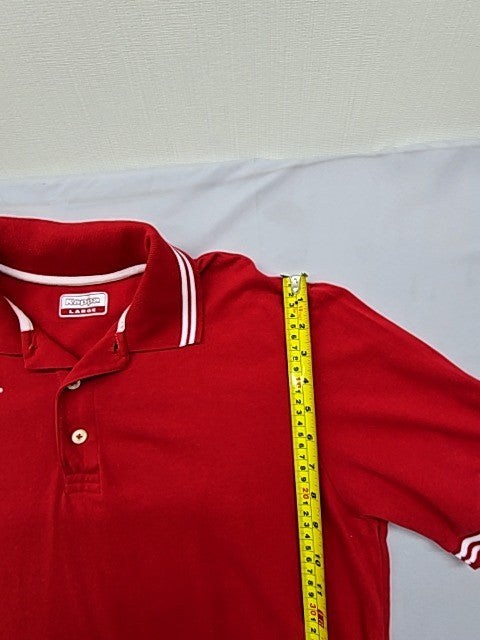 Kappa Men's Large Red Cotton Polo Short Sleeve Collared White Piping