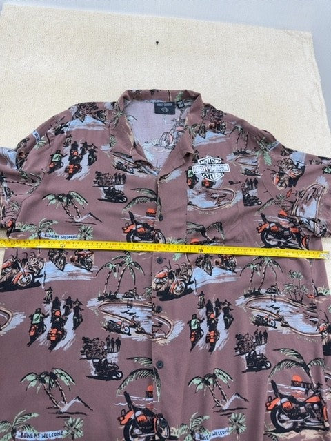 Harley-Davidson Men's Aloha Shirt XL Short Sleeve Rayon Multicolor