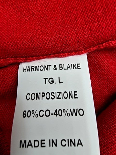 Harmont & Blaine Red V-Neck Long Sleeve Men's L Sweater