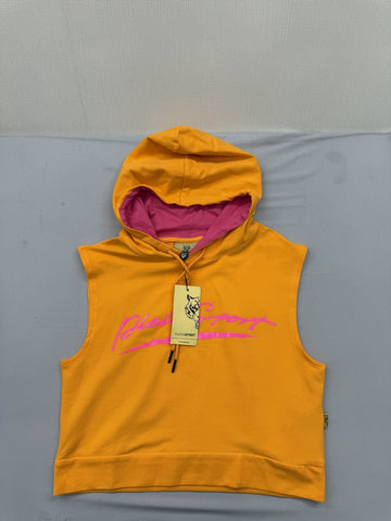 Plein Sport Orange Sleeveless Fleece Hoodie Men's M Prints Logos