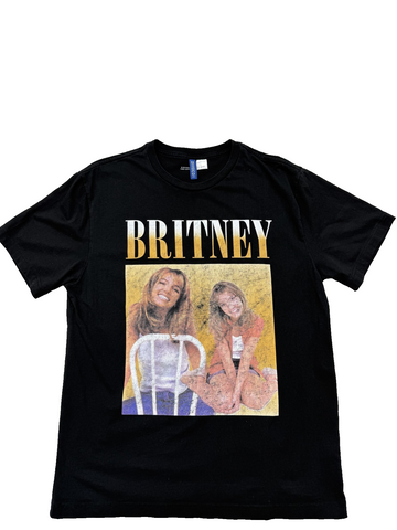 H&M Britney Spears Black Graphic T-Shirt Men's M Regular Cotton 2018