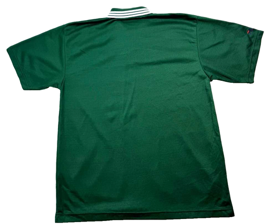 Fila Green Cotton Polo Shirt With White And Navy Striped Collar - Size L
