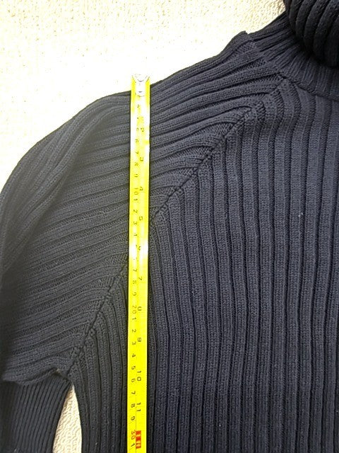 YAS Black Ribbed Turtleneck Midi Knit Dress L Long Sleeve