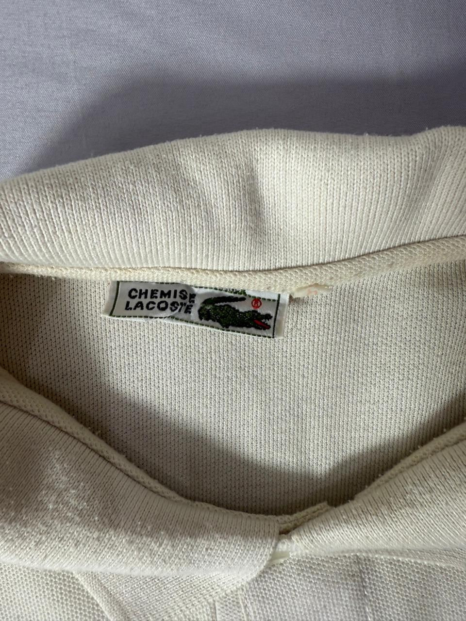 Vintage Lacoste White Polo Shirt Men's Classic Crocodile Logo Cotton