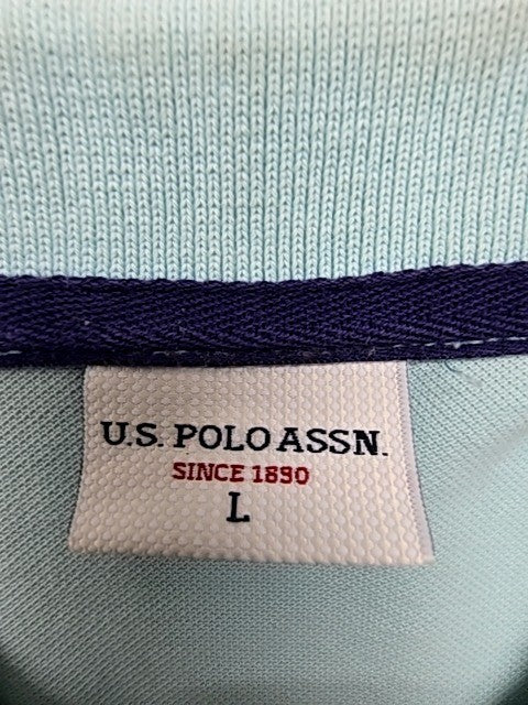 U.S. Polo Assn Men Light Blue Cotton Polo Shirt Size L Regular