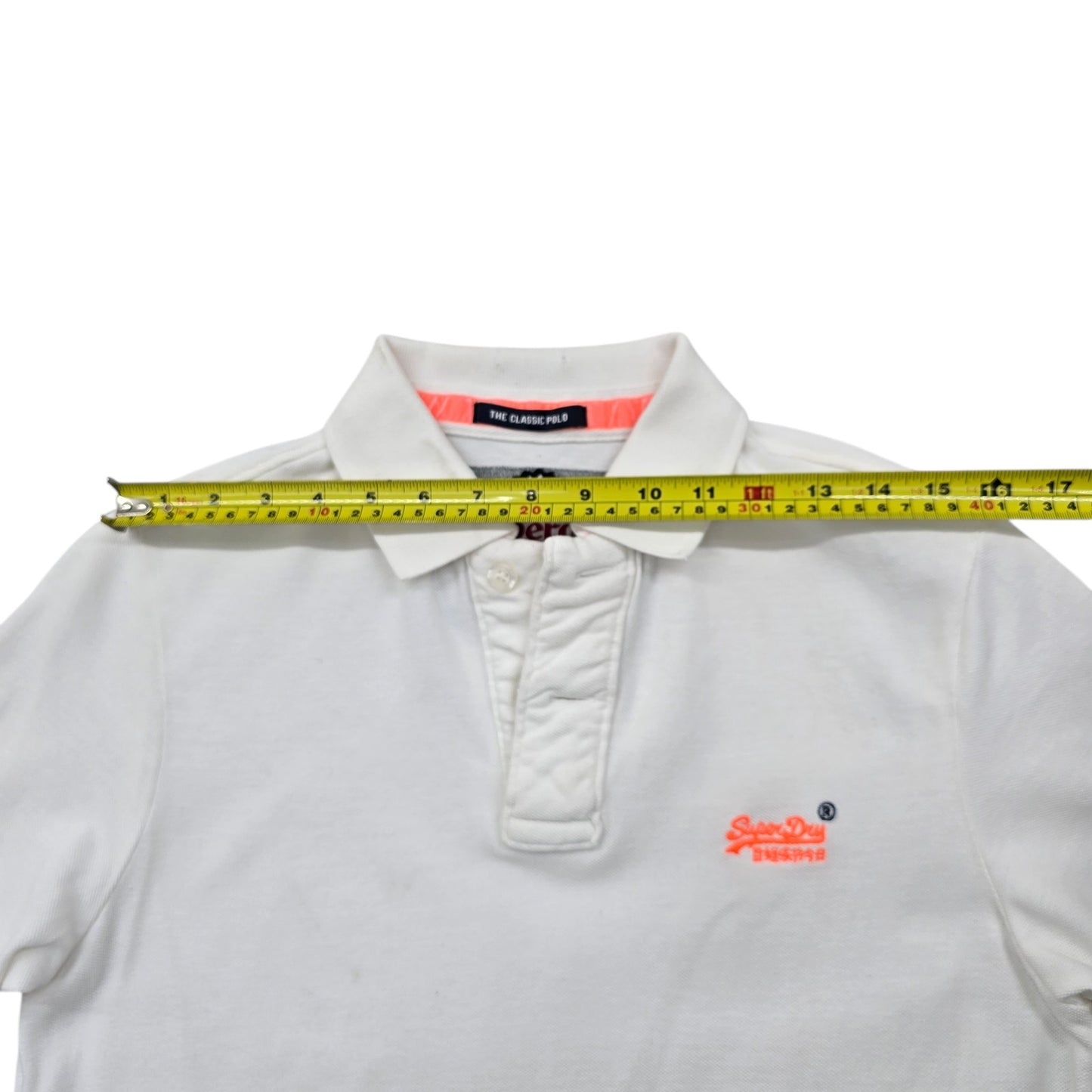 Superdry Classic Polo Shirt Men's L White Cotton Blend Logo Sport