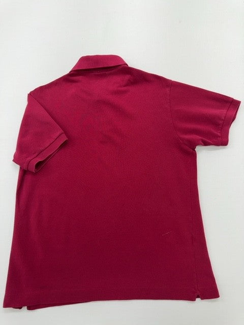 Lacoste Boys Burgundy Logo Polo Shirt Size 4 Button Cotton Knit Casual