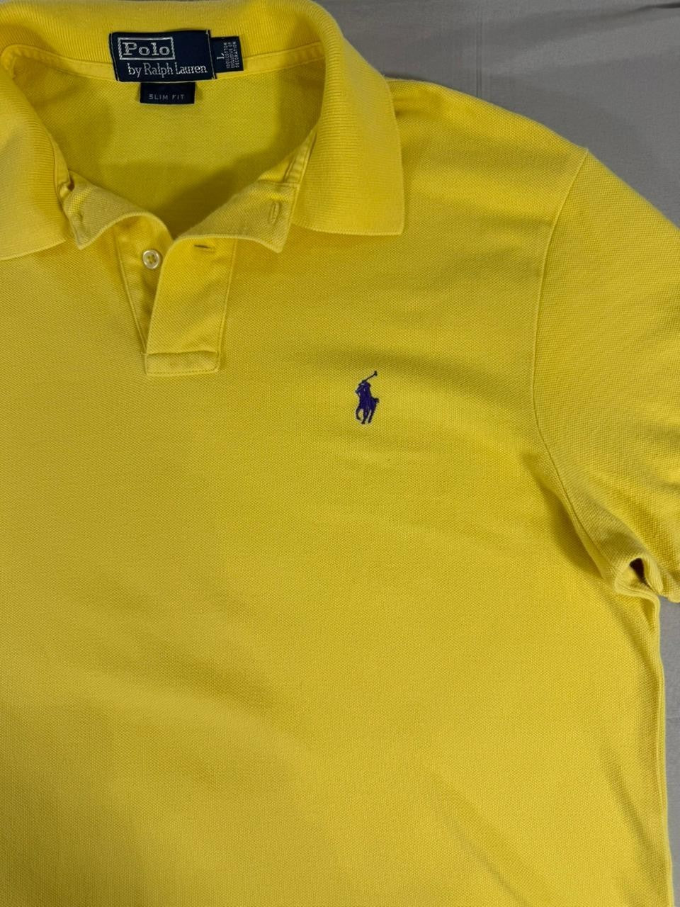 Polo Ralph Lauren Slim Fit Yellow Polo Shirt Men's Short Sleeve M