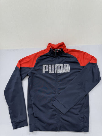 Puma Men's Navy Red Color Block Track Jacket Windbreaker Zip