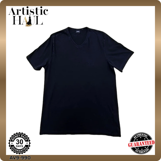 Hugo Boss Men's Black T-Shirt – Size L, Short Sleeve, V-Neck