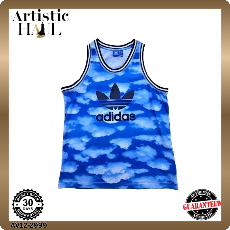 Adidas Unisex Blue Cloud Tank Top Crewneck Size L