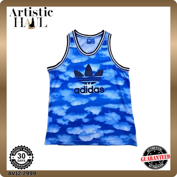 Adidas Unisex Blue Cloud Tank Top Crewneck Size L