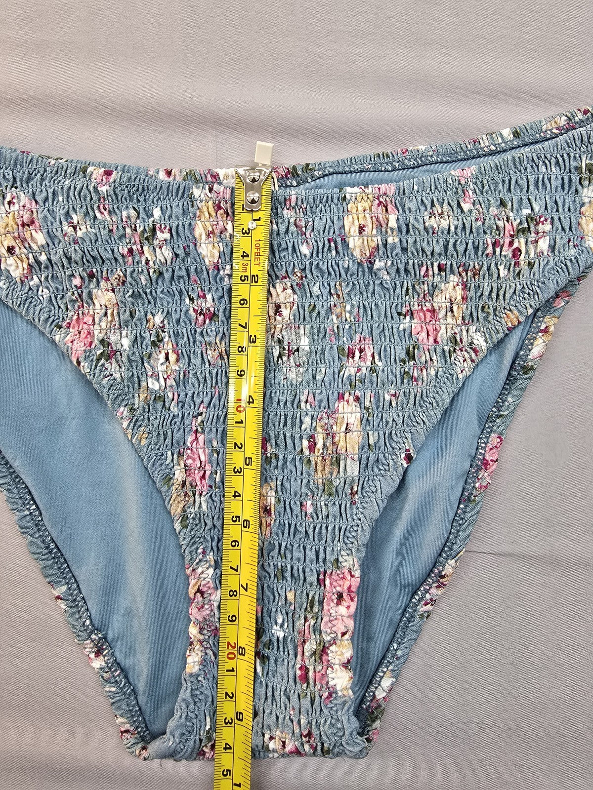 Oysho Women's Blue Floral Brazilian Swim Bottom L Spain