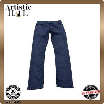 Unisex Adult Slim Fit Dark Blue Denim Jeans Button Closure Regular