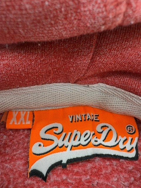 Superdry Men's Red Vintage Logo Hoodie XXL Relaxed Cotton Long Sleeve