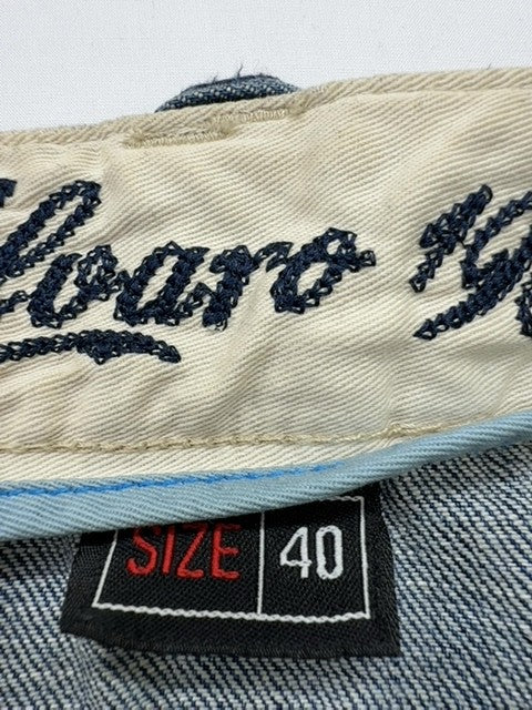ALVARO 1989 Men's Blue Denim Cargo Shorts Size 40 Distressed Zipper Pocket