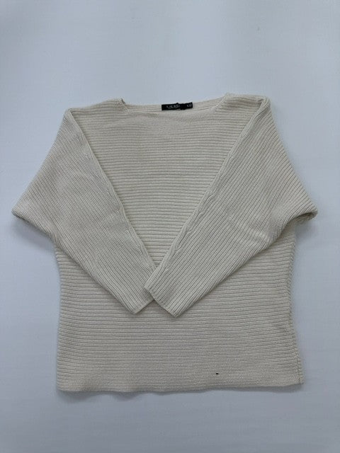 Lauren Ralph Lauren Women's Ivory V-Neck Knit Sweater Size XL Regular