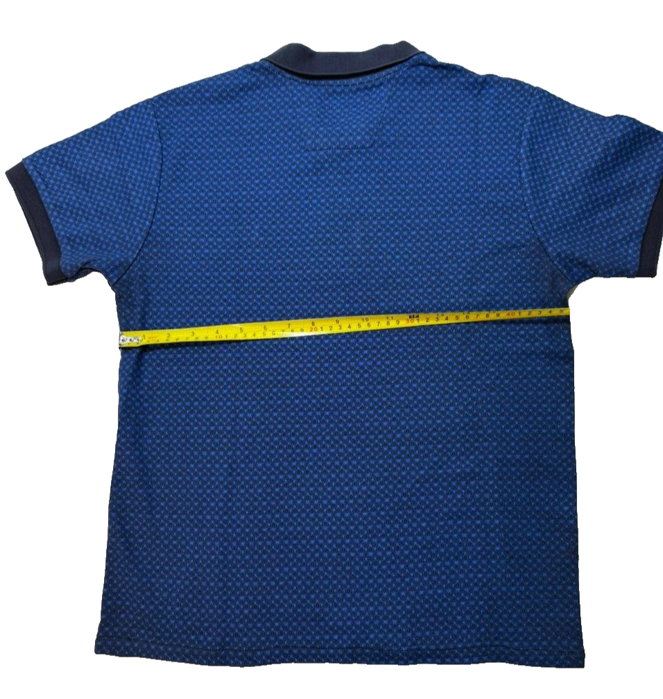 MEN Polo Ralph Lauren Blue Pattern Short Sleeve Polo Shirt M