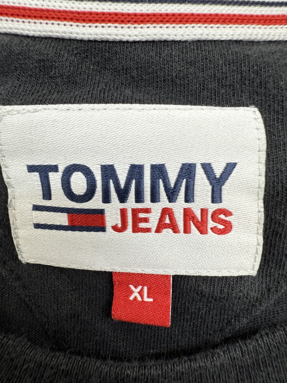 Tommy Jeans Black XL Short Sleeve Cotton T-Shirt Chest Logo Regular Fit