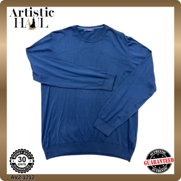 Trussardi Jeans Men's Navy XXL Cotton Crewneck Sweater Italy Knit