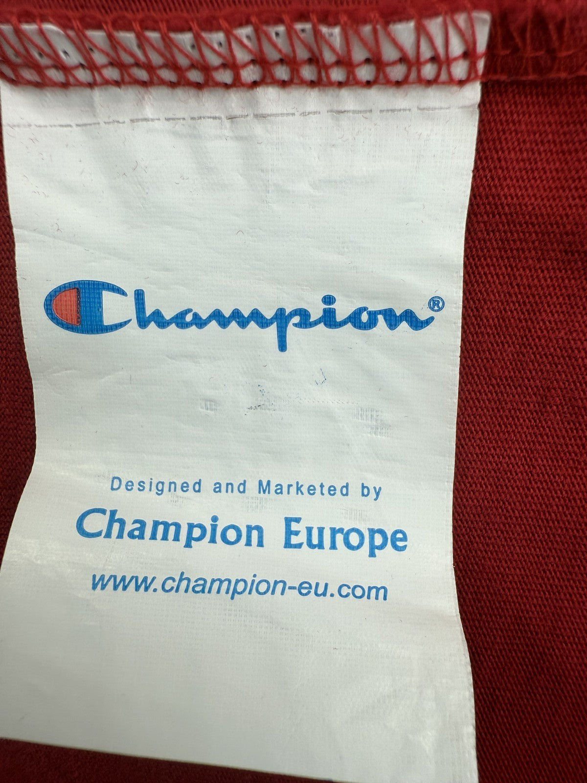 Champion Red Graphic Print T-Shirt Men's M Short Sleeve Cotton Logo