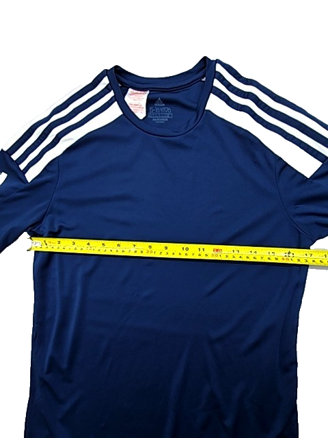 Adidas Youth XL Navy Stripe Short Sleeve Crewneck T-Shirt