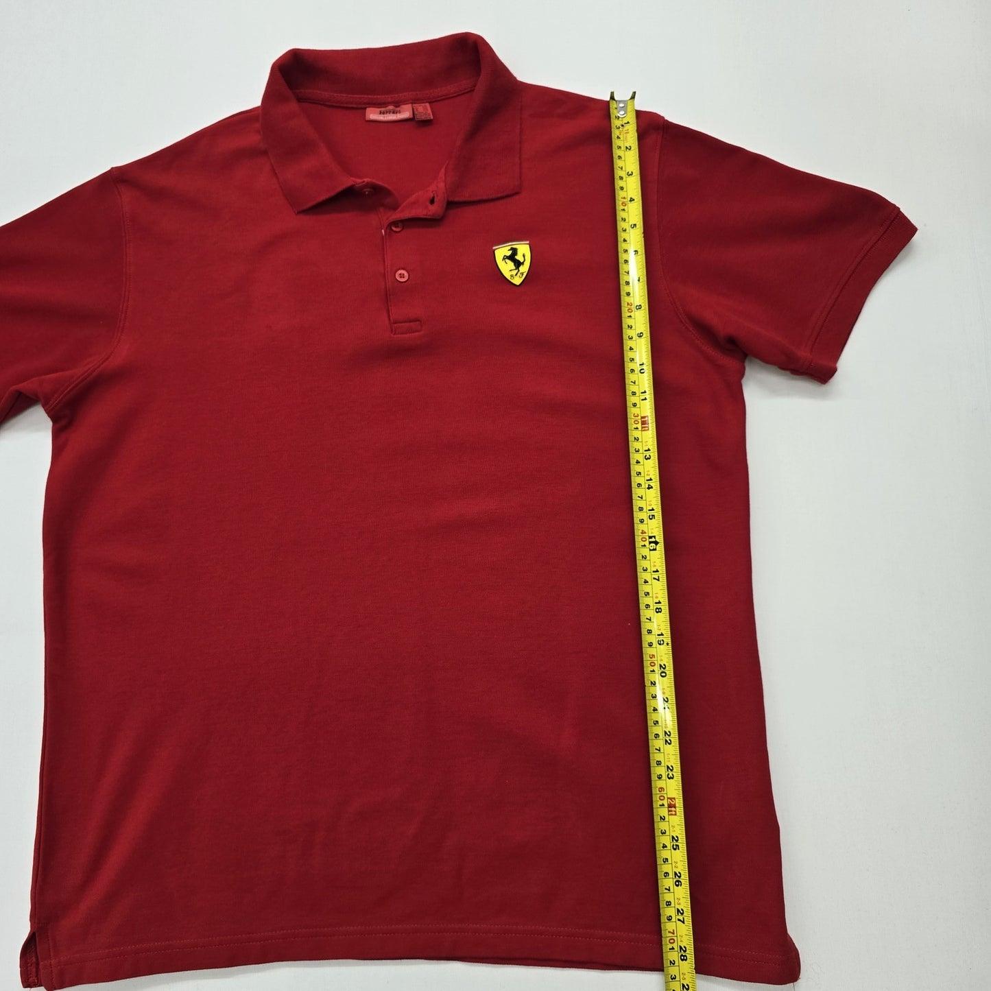 Ferrari Men Red Polo Pique Knit 3XL Button Placket Logo Patch Regular