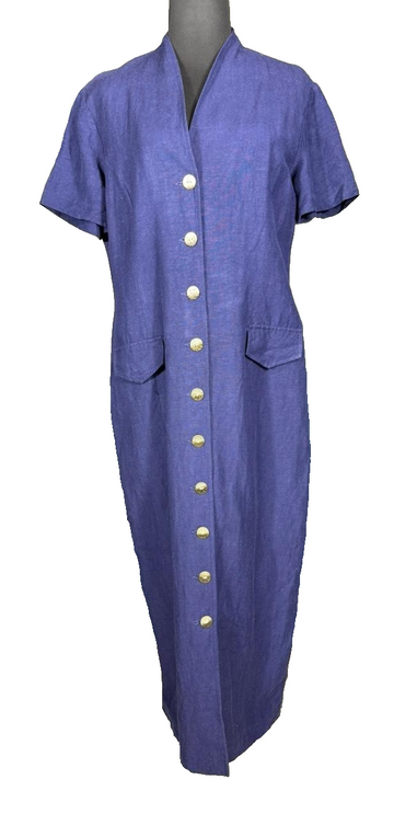 Savannah Dress - Navy Blue Linen - Size 10