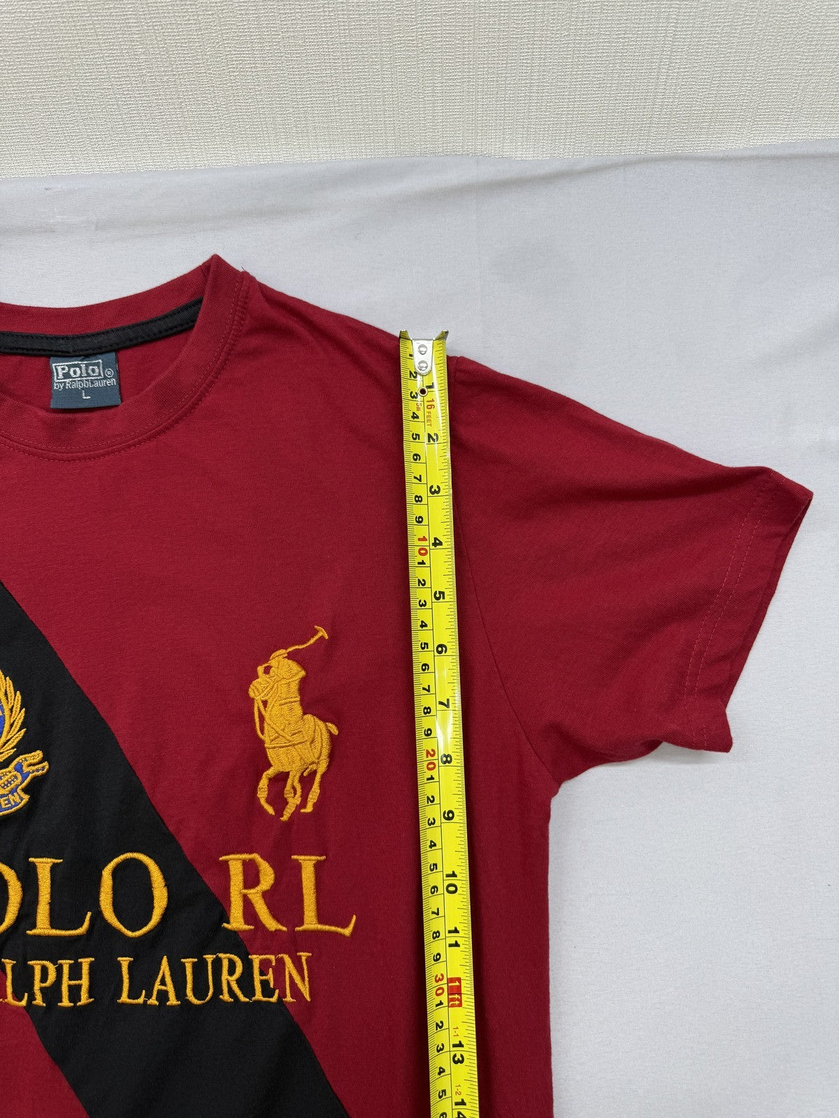 Polo Ralph Lauren Men's Red Striped Cotton T-Shirt Large