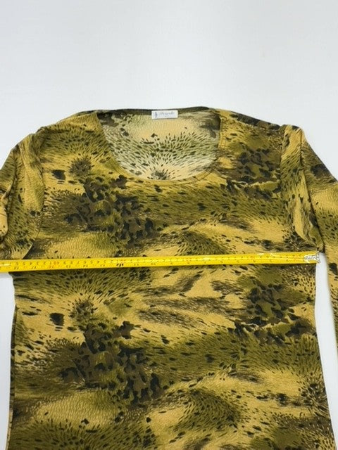 Noi&Mi Unisex Gold Olive Safari Animal Print Long Sleeve Tee Size M/L New