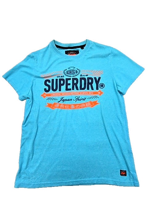 Superdry Men's Turquoise Japan Graphic T-Shirt Size L Short Sleeve