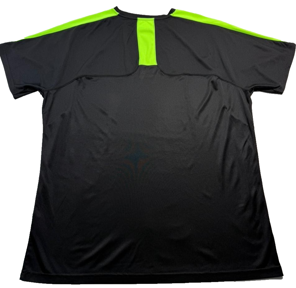 Puma Men's Black Neon Green Stripe Performance Training Soccer Polo-Shirt S/L