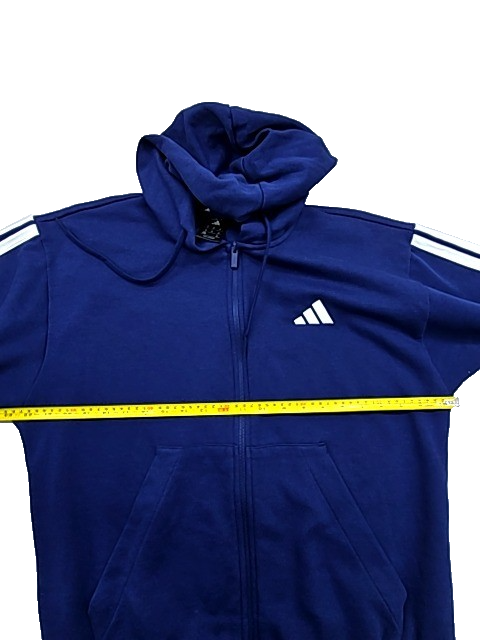 Adidas Men's Navy Zip Up Hoodie Size M Long Sleeve Stripes