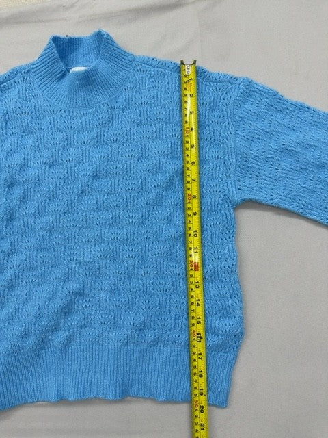 Vila Women's Turtleneck Sweater S Light Blue Balloon Sleeve Knit