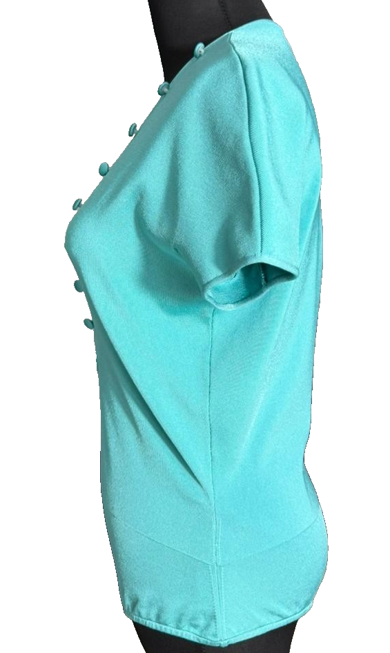 BNWT Giorgio Armani Women's Turquoise Short Sleeve Bodysuit V-Neck Size 44