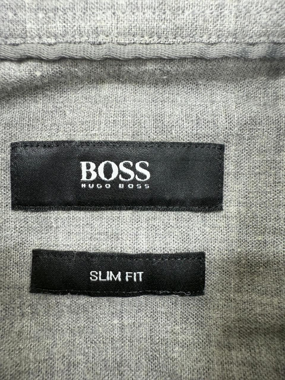 BOSS Men's Grey Plaid Flannel Slim Fit Button-Down Shirt M Germany