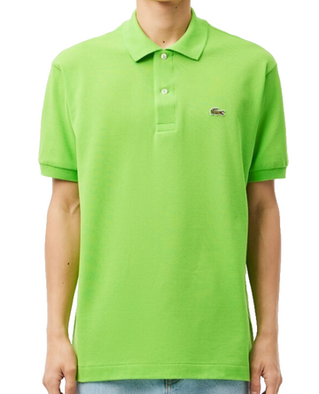 Lacoste Men's Lime Green Pique Polo Shirt Classic Croc Logo Short Sleeve Size L