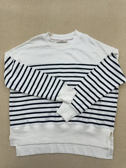Esprit Striped Sweatshirt Women's L White Navy Crewneck