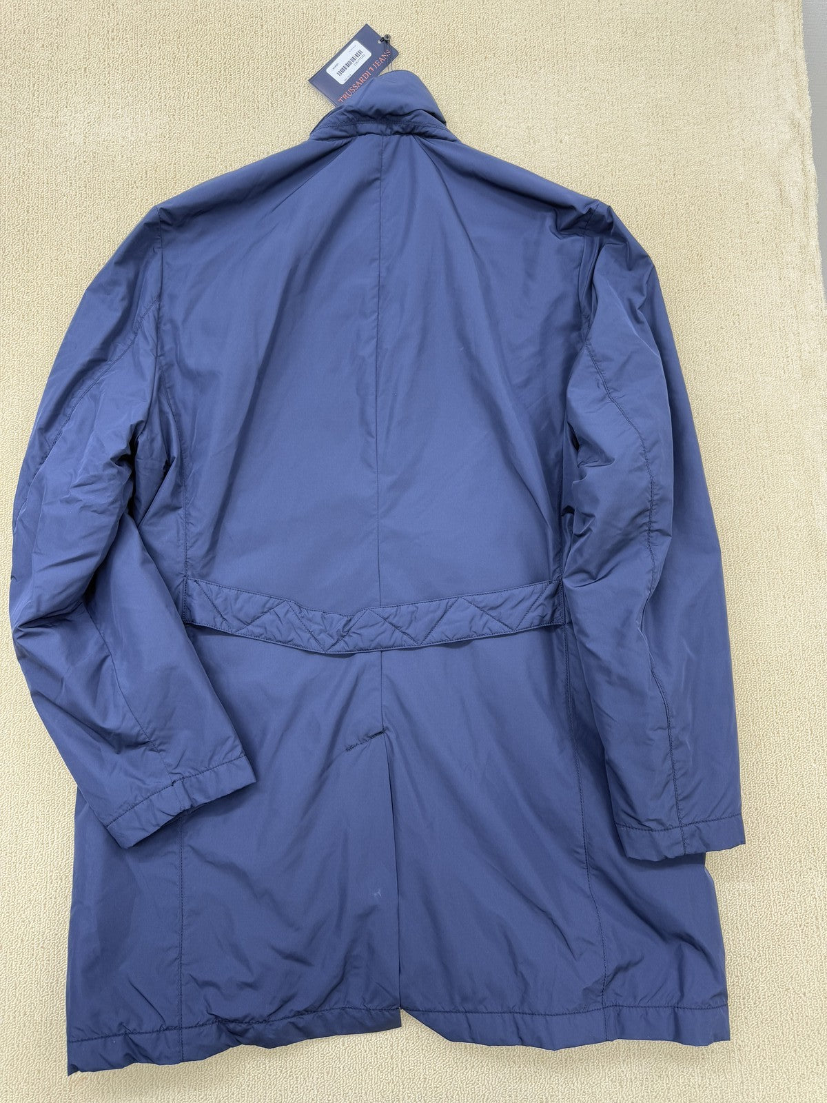 Trussardi Jeans Navy Nylon Overcoat 52S Men Winter Travel