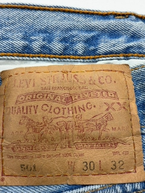 Levi's Boys Light Blue Straight Jeans 30x32 Button Fly Regular Denim
