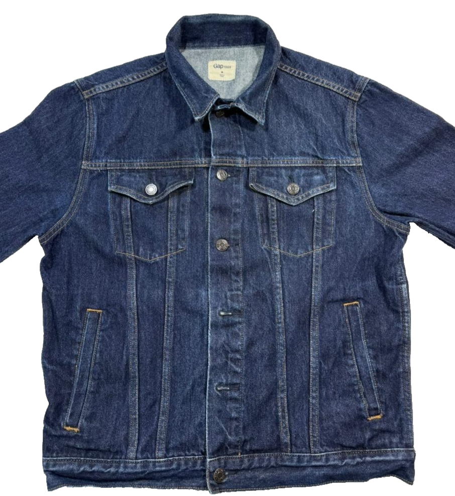 Gap 1969 Men's Dark Wash Denim Jacket Camouflage Camo Liner Trucker Style Size M