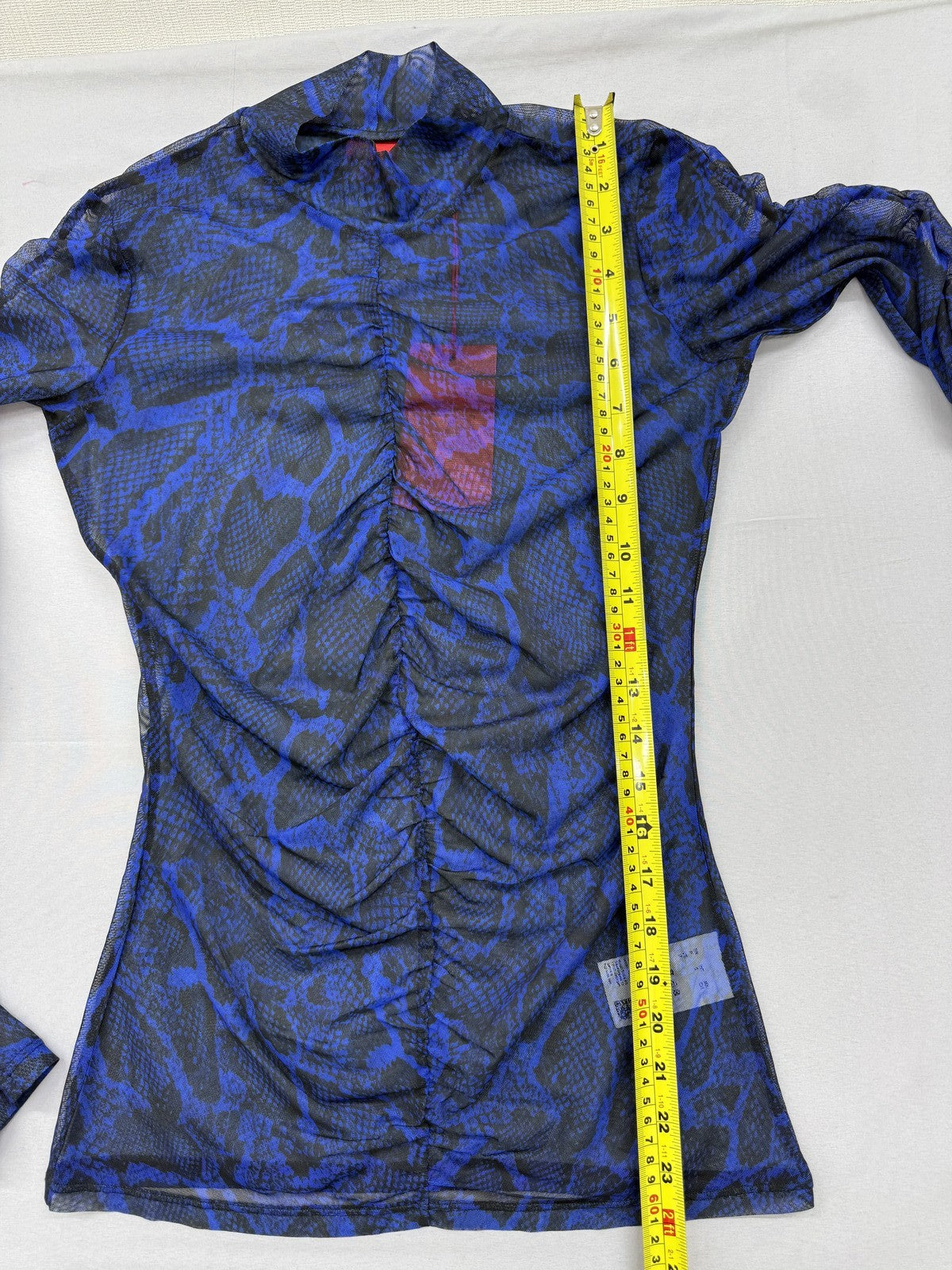 Hugo Boss Blue Snakeskin Mesh Long Sleeve Blouse S Women