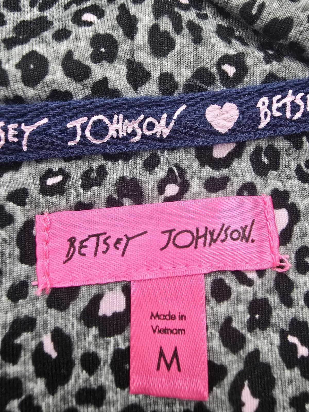 Betsey Johnson Leopard Hooded Long Sleeve Dress M Gray