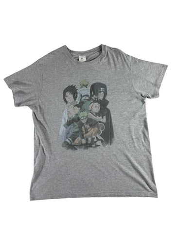 B&C Collection Mens Graphic Anime T Shirt Gray Short Sleeve Naruto Print Size M