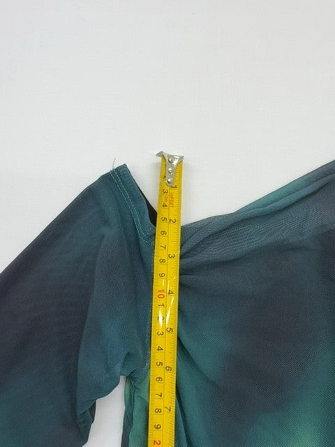 AMISU Women Teal Off Shoulder Ruffle Blouse Size M Pullover Knit