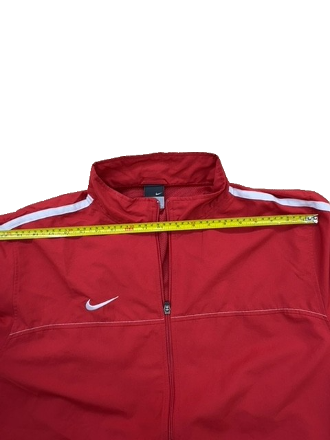 Nike Men's XL Red Track Jacket White Stripe Zipper Thailand
