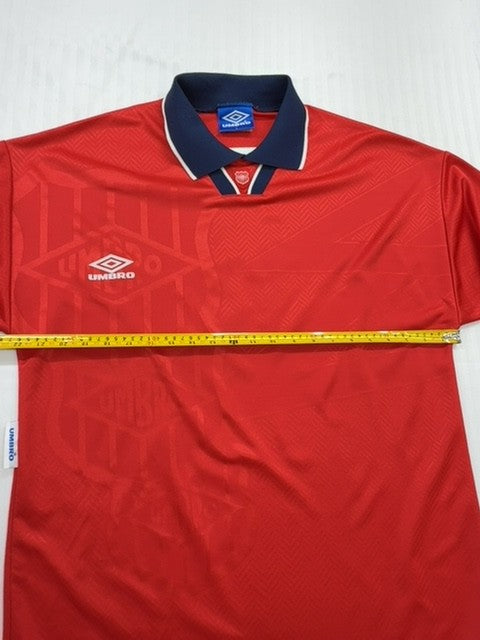 Umbro Men's Red Retro Soccer Jersey Size L Vintage 1980s