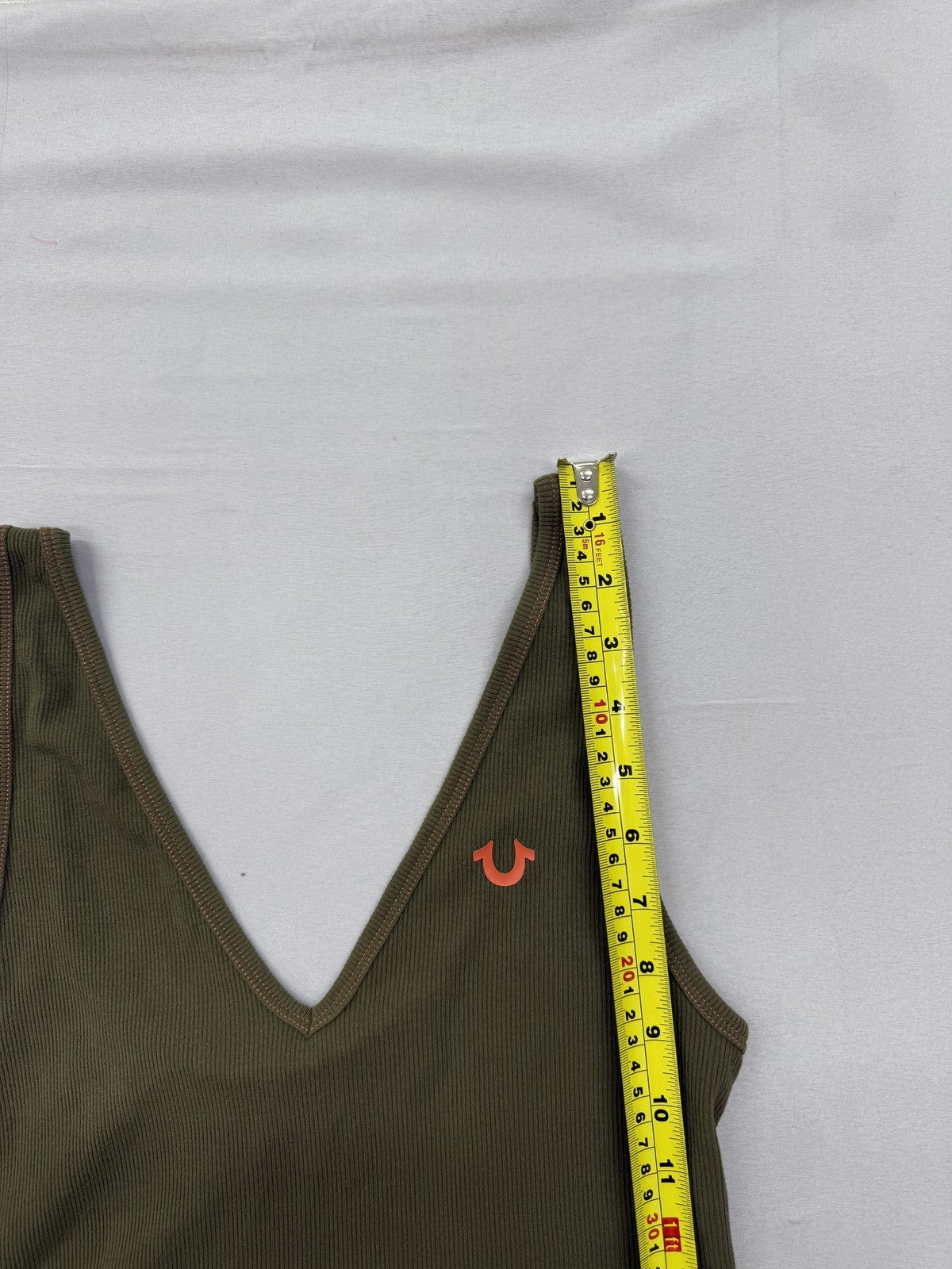 True Religion Women's L Green Reversible Ribbed V-Neck Tank Top