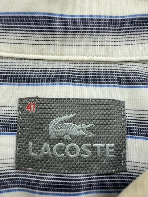 Lacoste Blue White Striped Button Down Long Sleeve Men's Sz 41 Regular
