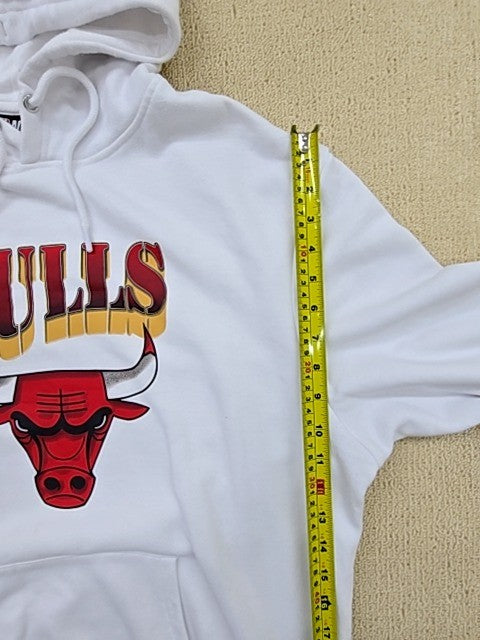 Chicago Bulls Men's White Fleece Pullover Hoodie 2XL Embroidered